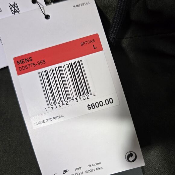 $600 Nike Therma-Fit Parka Coat Green Jacket DD6775-355 Reversible Mens Large - Picture 7 of 12